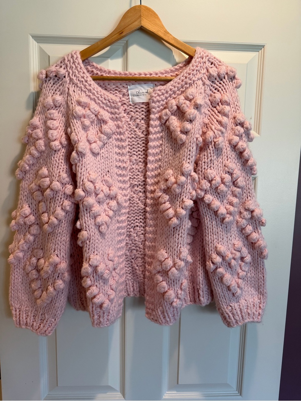 Chicwish Pink Chunky Pom-Pom Knit Cardigan
